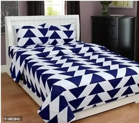 Polyester 3D Printed Double Bed Sheet With Pillow Covers-thumb0