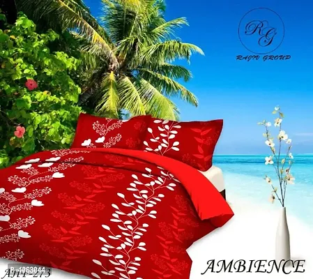 Polyester 3D Printed Double 1 Bed Sheet With 2 Pillow Covers
