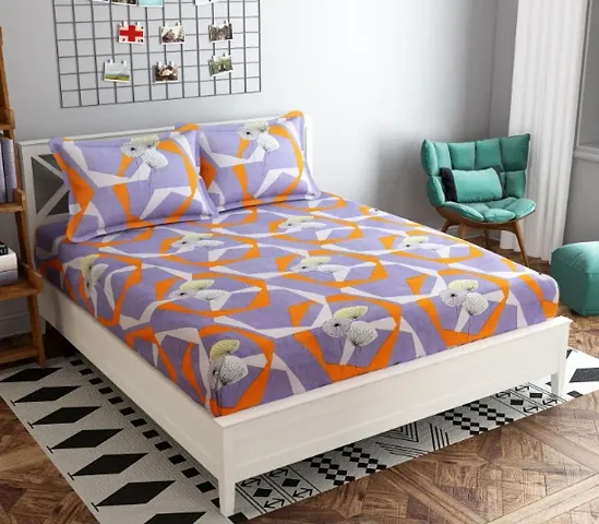 Printed Glace Cotton Double Bedsheet with Pillow Cover