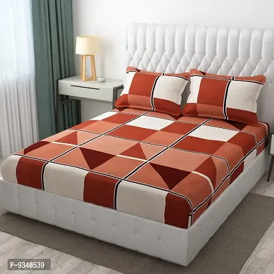 Classic Glace Cotton Checked Double Bedsheet with Pillow Covers