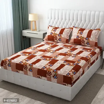 Fancy Glace Cotton Printed Bedsheet with 2 Pillow Covers-thumb0