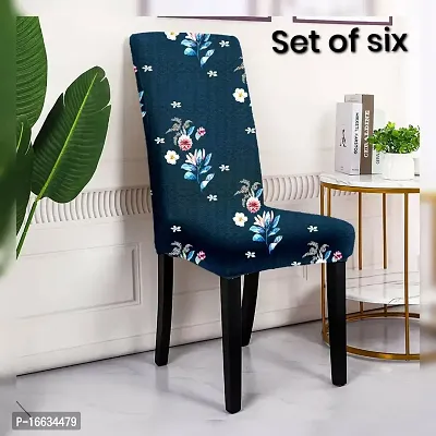 BLUE FLORAL ELASTIC CHAIR COVER-thumb2