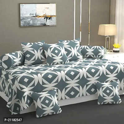 Classic Cotton Printed Single Bed Diwan Sets with Cushion Cover and Bolster Cover-thumb0