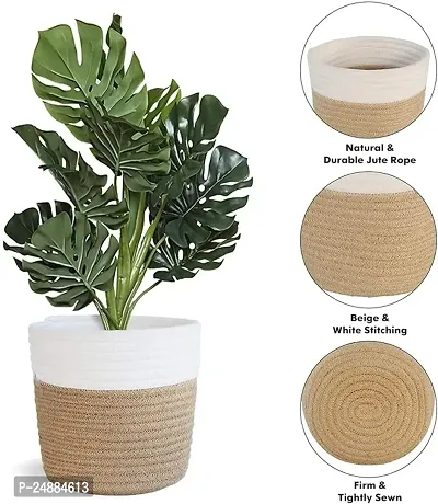 Jute  Cotton Planter Basket/Pot Bag, Plant Sack for Home Decor (Set of 2)-thumb4