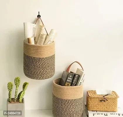 Jute  Cotton Planter Basket/Pot Bag, Plant Sack for Home Decor (Set of 2)-thumb0