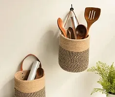 Jute  Cotton Planter Basket/Pot Bag, Plant Sack for Home Decor (Set of 2)-thumb3