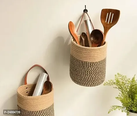 Jute  Cotton Planter Basket/Pot Bag, Plant Sack for Home Decor (Set of 2)-thumb4