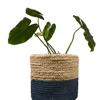 Jute  Cotton Planter Basket/Pot Bag, Plant Sack for Home Decor (Set of 2)-thumb3