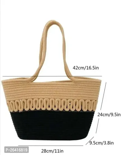 Women Cute Fancy Bucket Bag Casual Woven Beach Handbag For Vacation