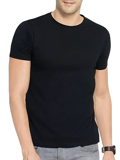 Vanghee Pure Casual Solid Half Sleeves Round Neck T-Shirt for Men