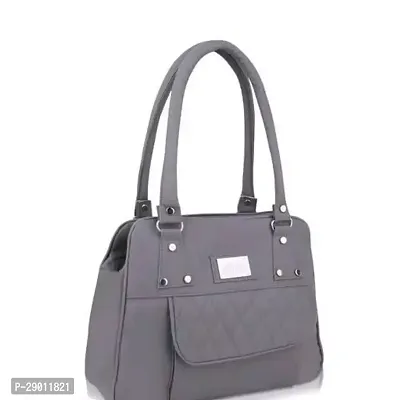Stylish Grey PU Solid Handbags For Women-thumb0