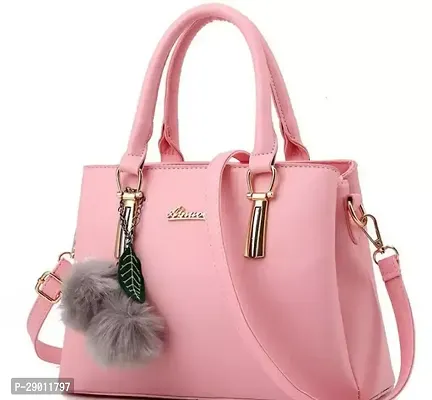 Stylish Pink PU Solid Handbags For Women-thumb0