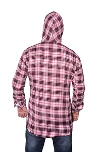 HASAN Enterprises Men Full Sleeve Checkered Hooded Sweatshirt Men's Hooded Shirt Jacket Printed Fuzzy Hoodie Jackets for Men Outdoor Hoodie Outwear (Medium, Brown)-thumb2