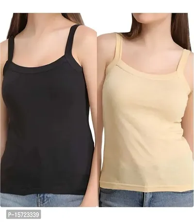 Stylish Multicoloured Cotton Solid Regular Camisoles For Women