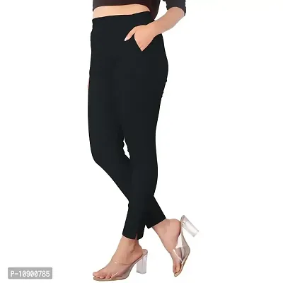 Multicoloured Cotton Lycra Elasticated Trousers   Capris For Women-thumb5