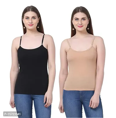 Stylish Multicoloured Cotton Solid Regular Camisoles For Women