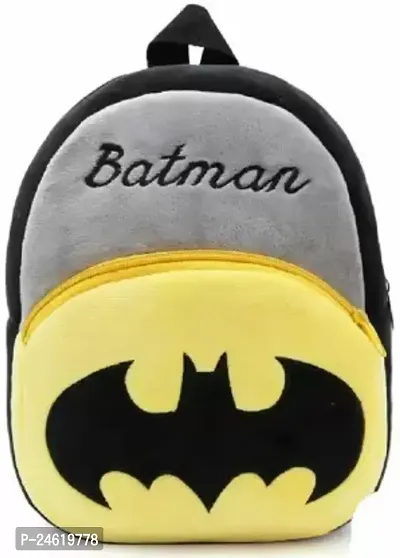 Soft Push Fabric Batmen Kids School Bag For Age 2 To 5 Year Baby Shoulder Bag (Black, 15 L)