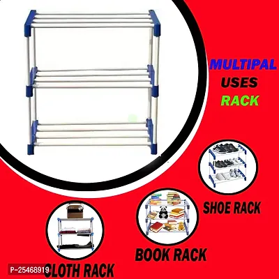 Shoe Rack for Home 3 Layer Shoes Stand  Multipurpose Storage Rack with Dustproof Cover  Wardrobe  Plastic Pipe Non | Chappal Stand| Portable Folding Shoes Rack/Shoes Shelf/Shoes Cabinet,Easy Instal-thumb0