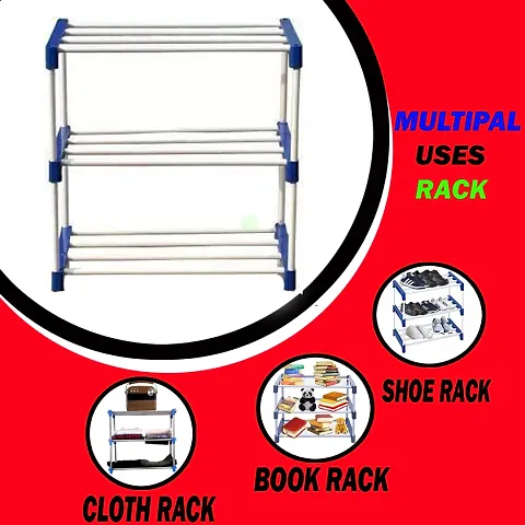 Shoe Rack for Home 3 Layer Shoes Stand  Multipurpose Storage Rack with Dustproof Cover  Wardrobe  Plastic Pipe Non | Chappal Stand| Portable Folding Shoes Rack/Shoes Shelf/Shoes Cabinet,Easy Instal