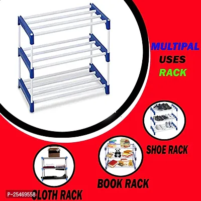Shoe Rack for Home 3 Layer Shoes Stand  Multipurpose Storage Rack with Dustproof Cover  Wardrobe  Plastic Pipe Non | Chappal Stand| Portable Folding Shoes Rack/Shoes Shelf/Shoes Cabinet,Easy-thumb0