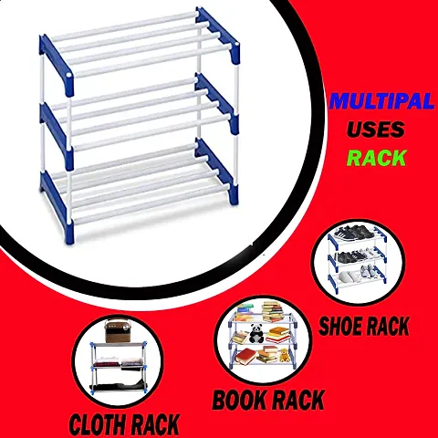 Shoe Rack for Home 3 Layer Shoes Stand  Multipurpose Storage Rack with Dustproof Cover  Wardrobe  Plastic Pipe Non | Chappal Stand| Portable Folding Shoes Rack/Shoes Shelf/Shoes Cabinet,Easy