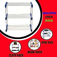 Shoe Rack for Home 3 Layer Shoes Stand  Multipurpose Storage Rack with Dustproof Cover  Wardrobe  Plastic Pipe Non | Chappal Stand| Portable Folding Shoes Rack/Shoes Shelf/Shoes Cabinet,Easy-thumb3