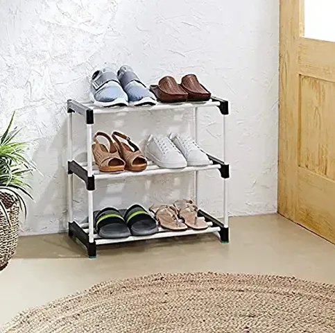 Shoe Rack for Home 3 Layer Shoes Stand  Multipurpose Storage Rack with Dustproof Cover  Wardrobe  Plastic Pipe Non | Chappal Stand| Portable Folding Shoes Rack/Shoes Shelf/Shoes ||shoe rack||