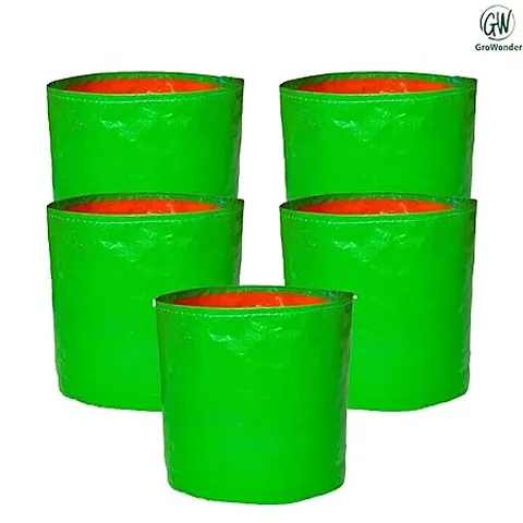 Grow Bag Plants Flower Growing Bags Floor Standing Mount Type for Home Garden Balcony Terrace Kitchen Nursery (Green, Round Without Handle,(pack of 5 grow bags)