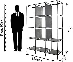 Collapsible Wardrobe 8 Shelves Storage Unit almari Closet Clothes Storage Rack Quick and Easy to Assemble 3-Door Foldable Plastic Wardrobe Portable-thumb4