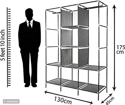 Collapsible Wardrobe 8 Shelves Storage Unit almari Closet Clothes Storage Rack Quick and Easy to Assemble 3-Door Foldable Plastic Wardrobe Portable-thumb5