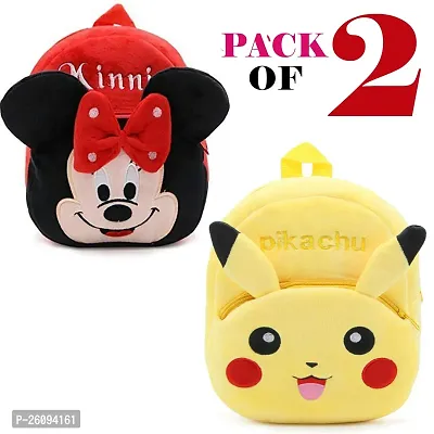 Kids School Bag Soft Plush Backpacks Cartoon Boys Girls Baby (2-5 Years) (PACK OF 2 BAGS)||kids bag||kids school bag||