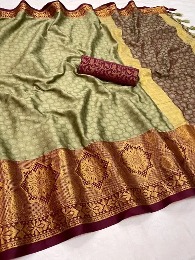 Cotton Silk Woven Design Sarees With Blouse Piece