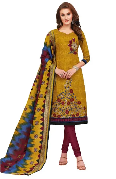 Elegant Crepe Dress Material with Dupatta For Women