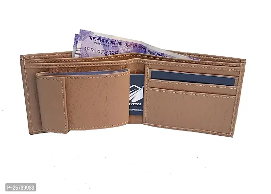 DRYZTOR PU Leather Credit Debit Card Holder Money Album Wallet Purse for Men's -Beige-thumb2