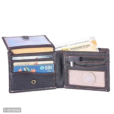 DRYZTOR Artificial/PU Leather Wallet for Men - 02 Currency Compartments 02 Hidden Pocket 3 Credit Card Slots 01 Coin Pocket-thumb3