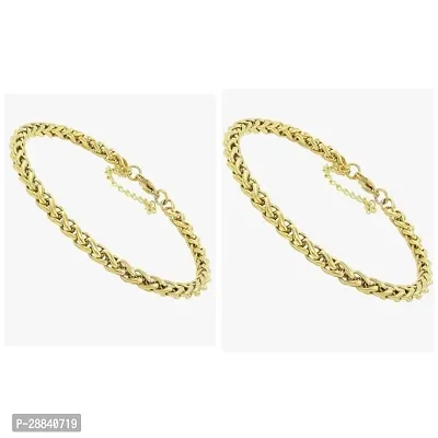 Stylish Golden Alloy Bracelets For Men Pack Of 2-thumb0