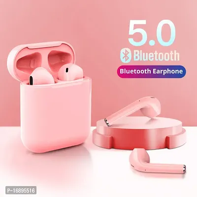HLSTRIKES TWS i12 EARPODS Bluetooth with ACTIVE noise cancellation Wireless Earbuds Bluetooth Headset  (PINK, True Wireless)-thumb0