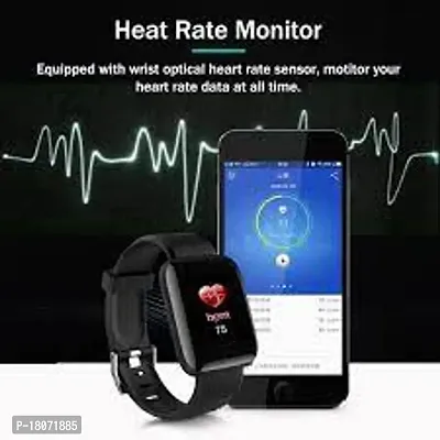 HLSTRIKES ID116 smart band with heart rate monitor and SPORTS MODE (FREE SIZE, BLACK)-thumb5