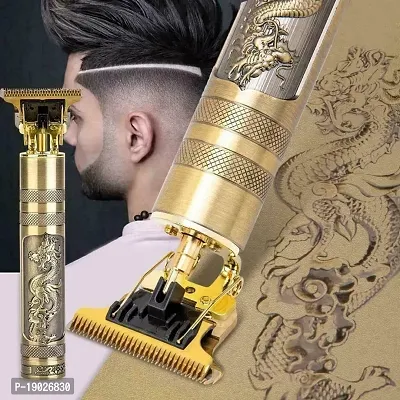 Professional T9 Rechargeable Cordless Electric Blade Beard Trimmer Hair Cut Fully Waterproof Trimmer 90 min Runtime 4 Length Settings  (Gold)-thumb0