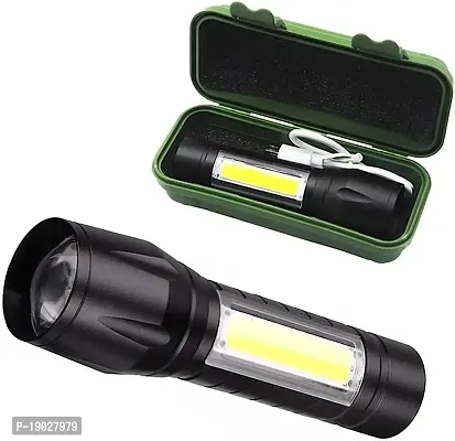 Mini Touch Light High Power LED Rechargeable Zoomable Flashlight Torch (Black)-thumb0