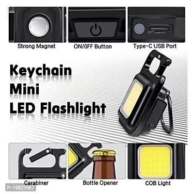 HLSTRIKES  Keychain Rechargeable Multifunction Led Light with Bottle Opener, Magnetic Base 2 hrs Torch Emergency Light  (Black)-thumb4