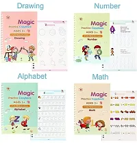 Sank Magic Practice Copybook, (4 BOOK + 10 REFILL+ 2 Pen +2 Grip) Number Tracing Book for Preschoolers with Pen, Magic Calligraphy Copybook Set Practical Reusable Writing Tool Simple Hand Lettering-thumb1