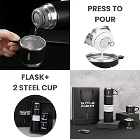 Vacuum Flask Set with 2 Cups, Insulated Double Wall Stainless Steel 500ml Tea Coffee Thermal Flask with 3 Cups, Hot and Cold Bottle, Corporate Gifts for Employees Christmas Gift, Random Color-thumb4