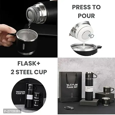 Vacuum Flask Set with 2 Cups, Insulated Double Wall Stainless Steel 500ml Tea Coffee Thermal Flask with 3 Cups, Hot and Cold Bottle, Corporate Gifts for Employees Christmas Gift, Random Color-thumb5