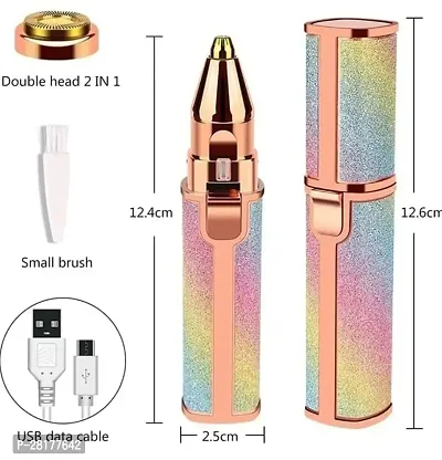 2 IN 1 Eyebrow Trimmer For Women,Hair Removal Trimmer For Women With Replaceable Heads, Upper Lip Hair Remover For Women, Face Trimmer-Rainbow Design-thumb0