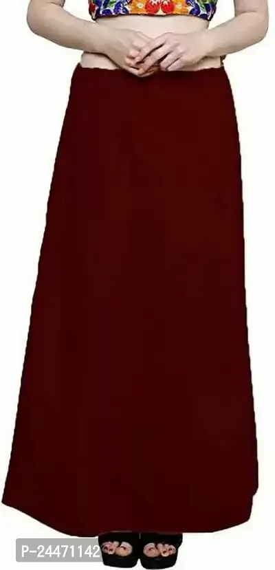 Reliable Maroon Cotton Solid Stitched Petticoat For Women