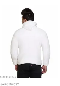 Elegant White Wool Blend Solid Long Sleeves Hoodies For Men-thumb1