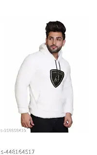 Elegant White Wool Blend Solid Long Sleeves Hoodies For Men-thumb2