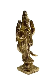 Kartik Lord with Peacock in Virgin Brass kartikeya Idol for Home Temple (9 cm)-thumb1