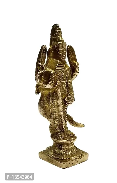 Kartik Lord with Peacock in Virgin Brass kartikeya Idol for Home Temple (9 cm)-thumb2